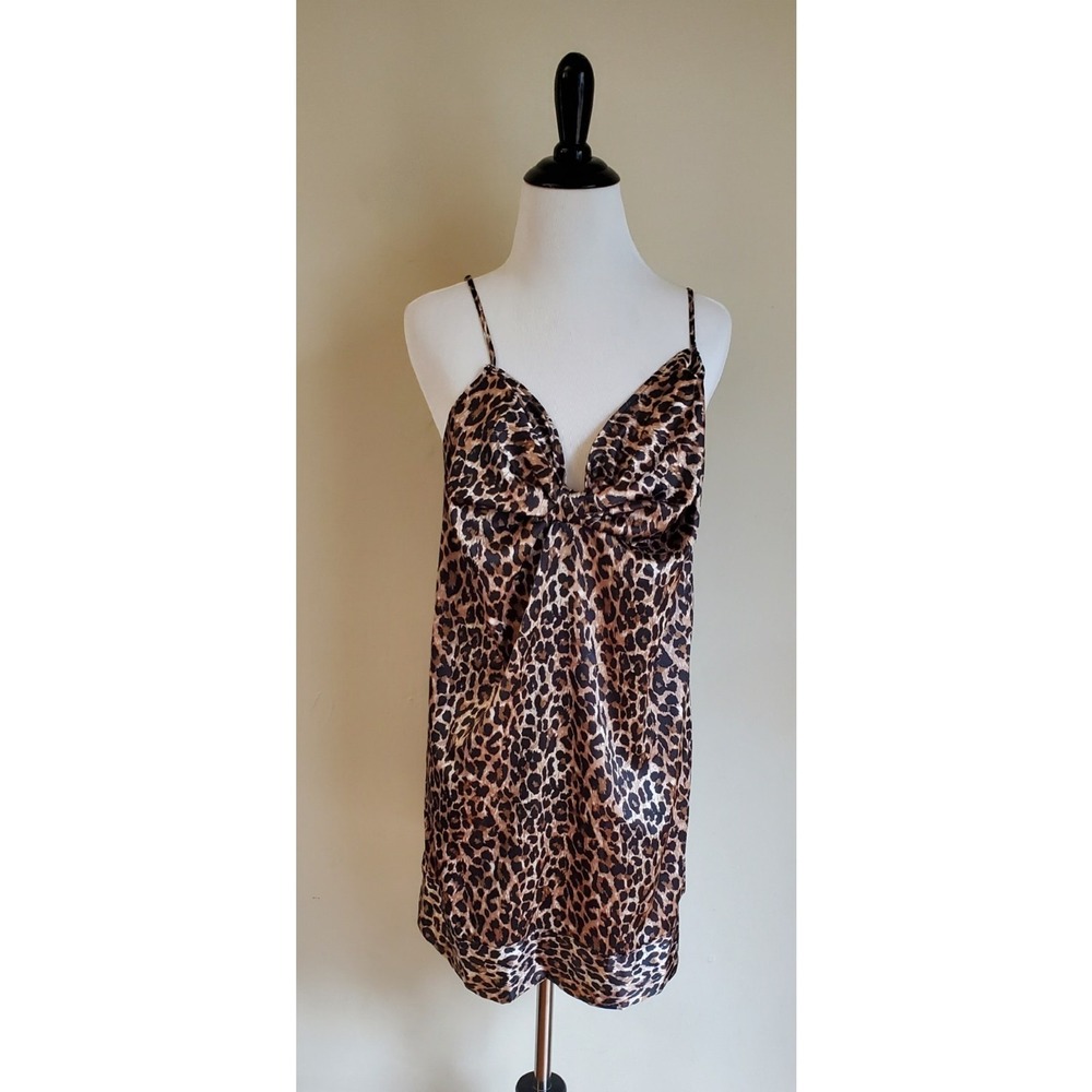 NWT 2009 Victoria's Secret Leopard Print Slip Dress Chemise Lingerie Women's LGE